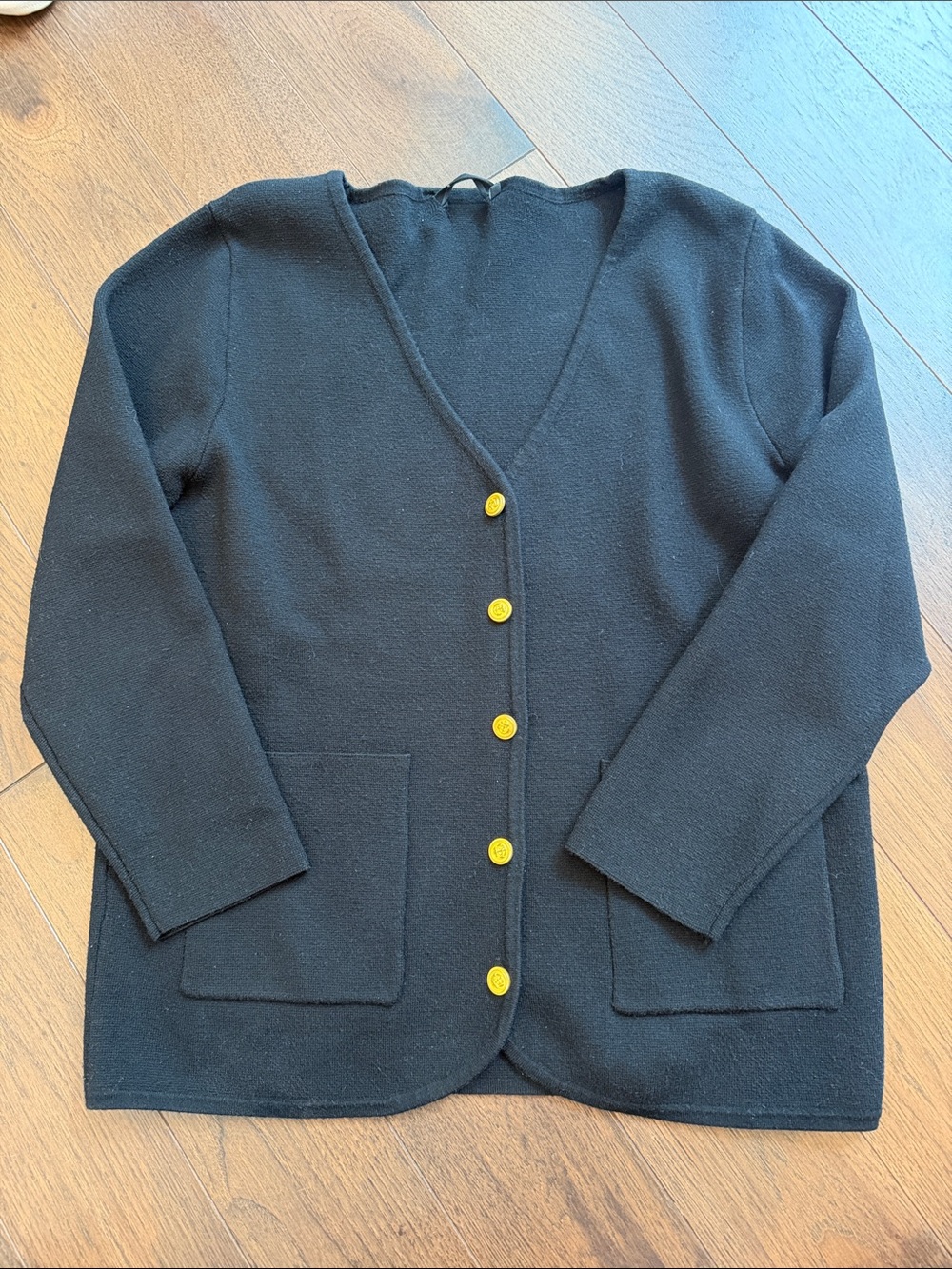 Anrabess Black V-Neck Button Cardigan Sweater - Size Large - C10-039